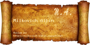 Milkovich Albin névjegykártya